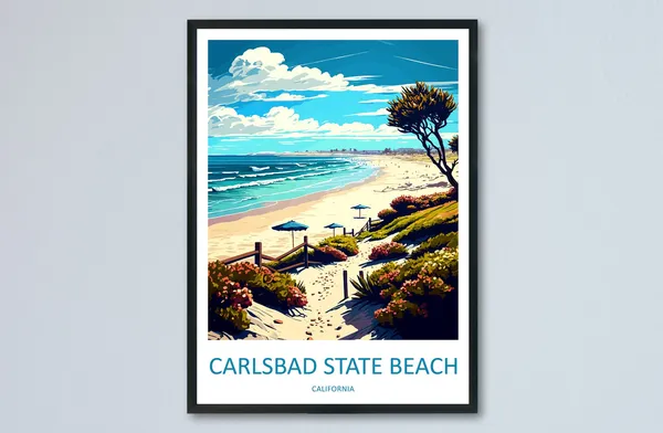 Carlsbad State Beach Travel Poster, California