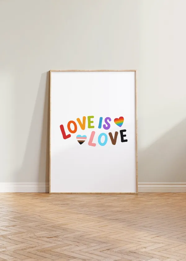 Love Is Print, Pride LGBTQ Rainbow Poster