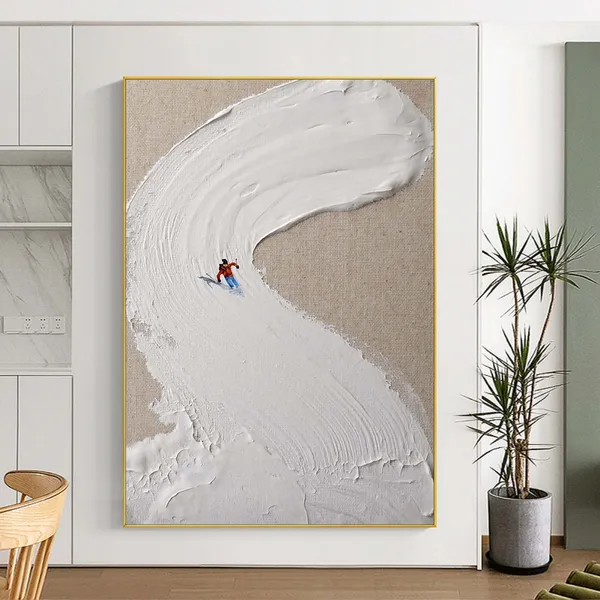 Skier on Snowy Mountain Winter Art Print, Personalized