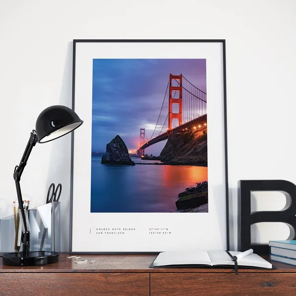 San Francisco Print Poster, Golden Gate Bridge Coordinates
