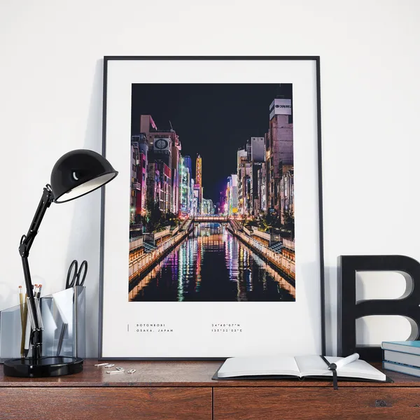 Osaka Dotonbori Coordinates Travel Poster