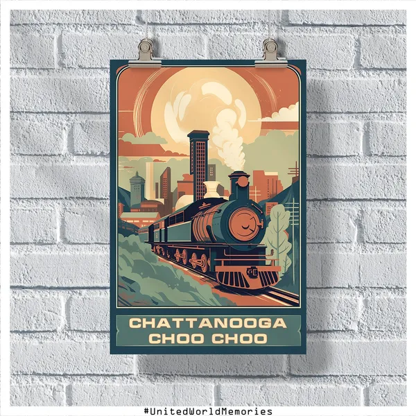 Tennessee Travel Poster, Chattanooga Choo Choo Vintage