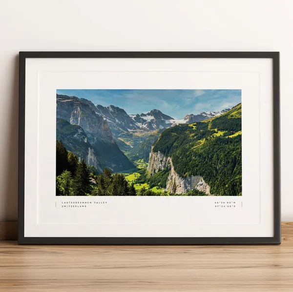Lauterbrunnen Valley Coordinates Travel Poster
