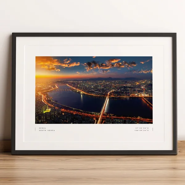 Seoul Skyline Coordinates Travel Poster