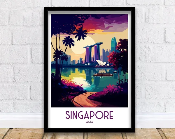 Singapore Asia Travel Poster, Home Living Decor