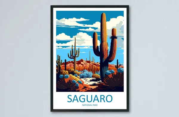 Saguaro National Park Travel Poster, Arizona Art