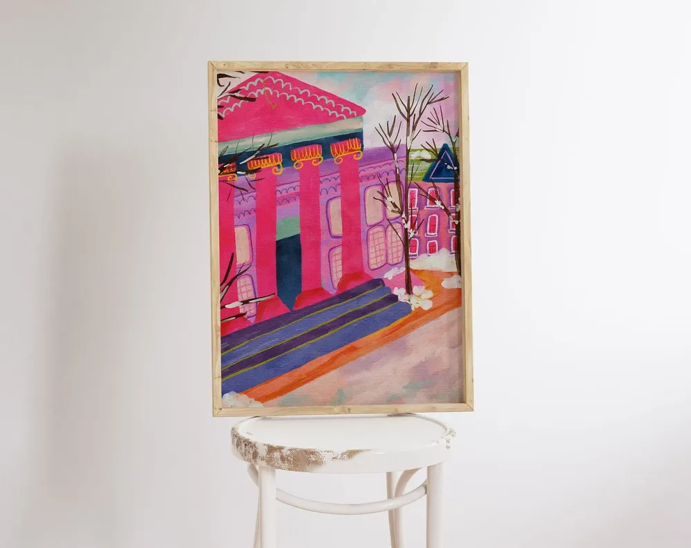 Pink Business School Building Art Print
