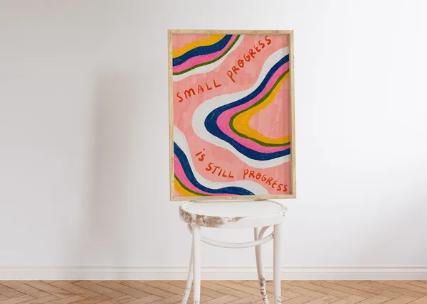 Motivational Typography Print, Pink Self Love Art
