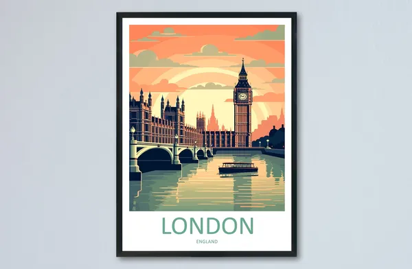 London Travel Poster, England Travel Art Print