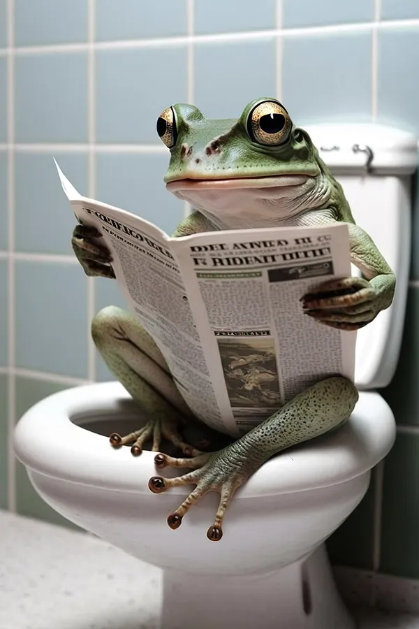 Frog Reading Newspaper Bathroom Humor Art Print