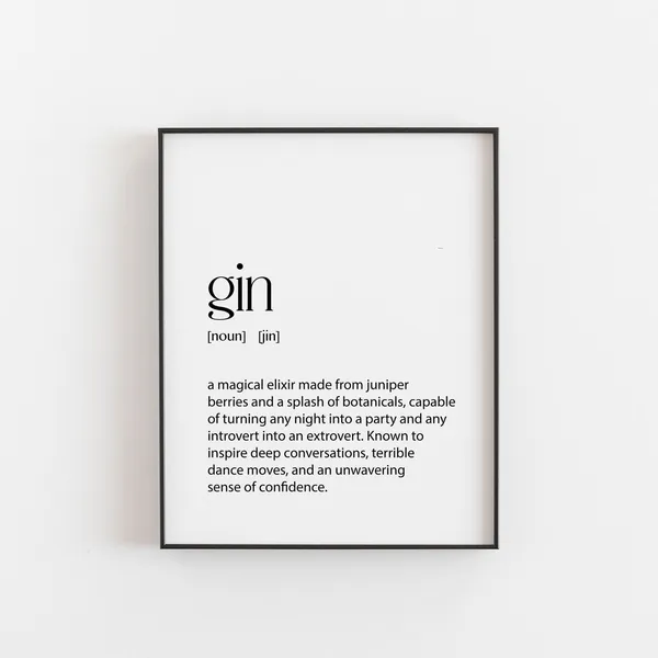 Gin Definition Funny Vintage Bar Decor Art Print