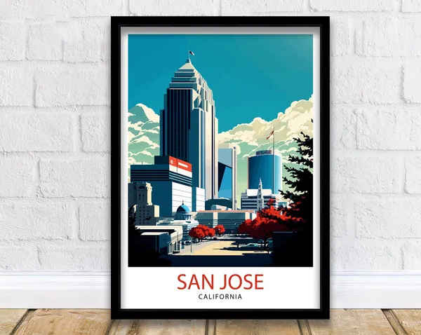San Jose Travel Poster, California Illustration