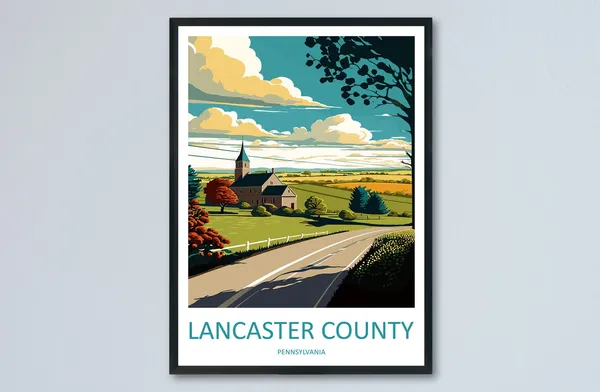 Lancaster County Travel Poster, Pennsylvania Wall Art