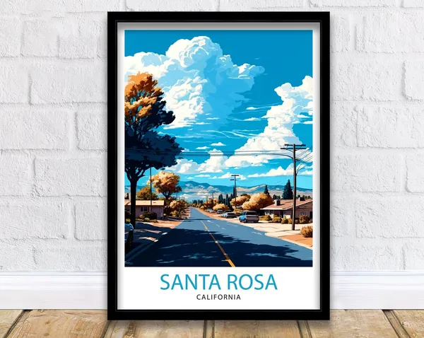 Santa Rosa California Travel Poster, Home Wall Art