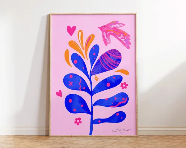 Maximalist Botanical Floral Abstract Art Print