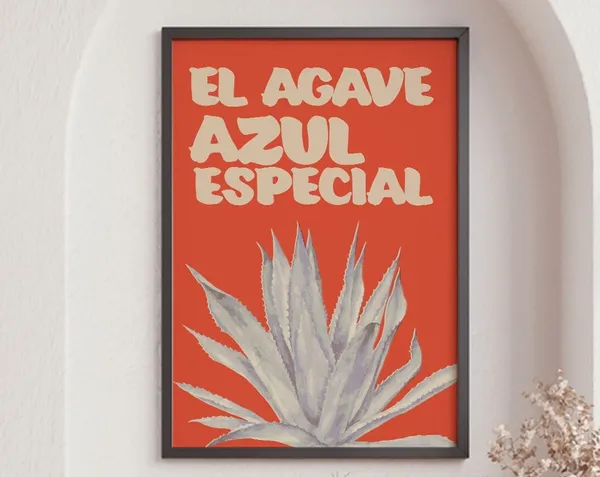 Retro Agave Print, Vintage Mexican Floral Decor