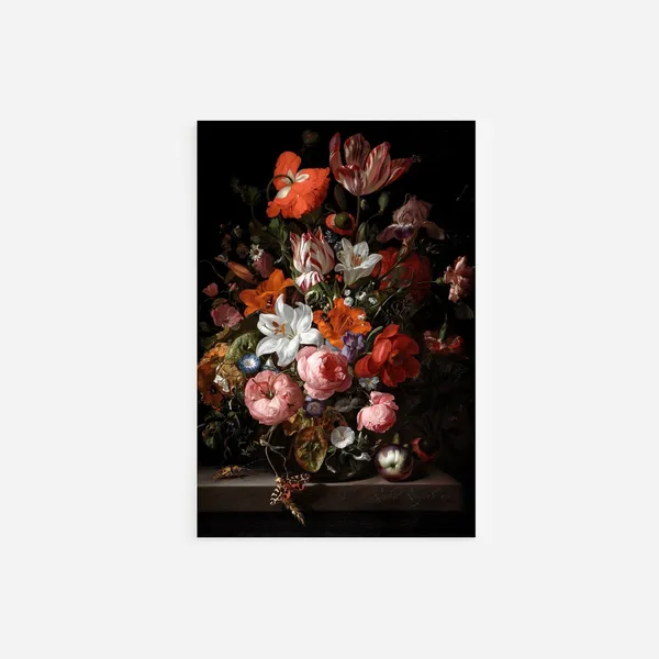 Rachel Ruysch Flowers In Glass Vase, Art Print
