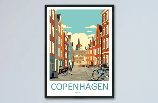 Copenhagen Travel Poster, Denmark Wall Decor
