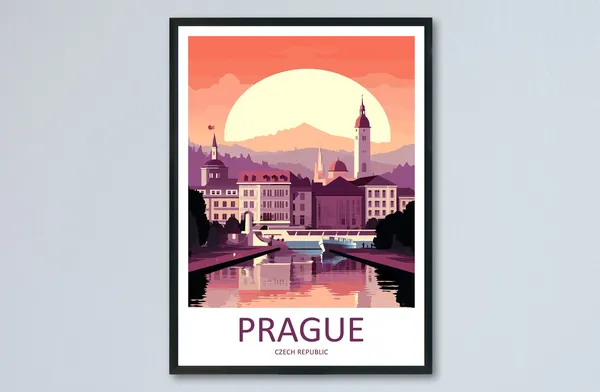 Prague Travel Poster, Czech Republic Wall Decor
