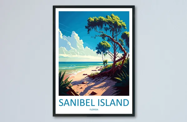 Sanibel Island Travel Poster, Florida Wall Art