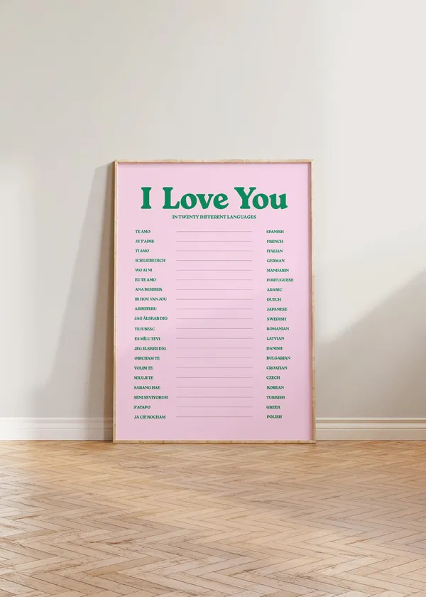 I Love You Retro Love Poster Print