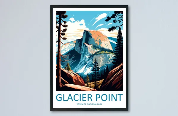 Yosemite Glacier Point Travel Poster, California Landscape