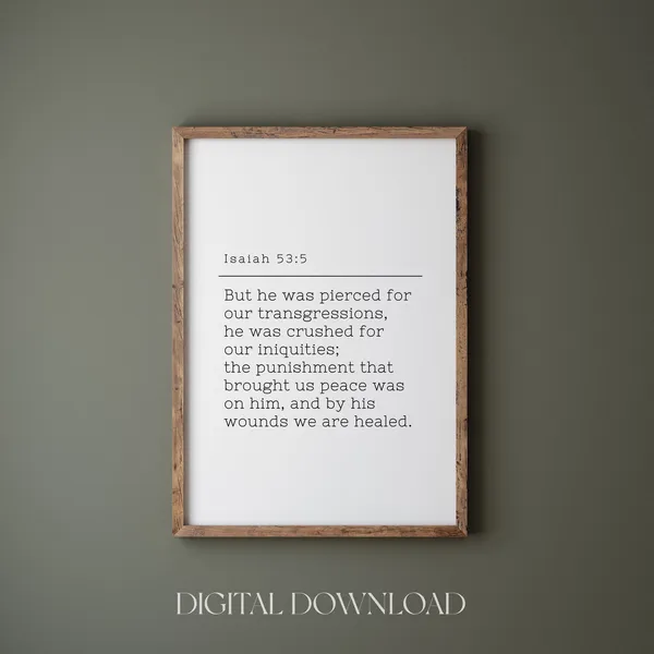 Isaiah 53:5 Minimalist Bible Verse Art Print