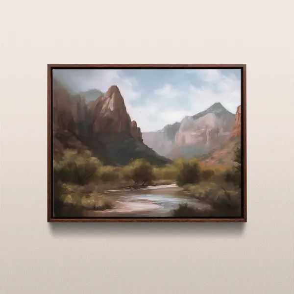 Zion National Park Vintage Oil Painting, Utah Travel Poster