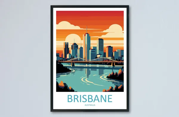 Brisbane Travel Poster, Australia City Wall Art