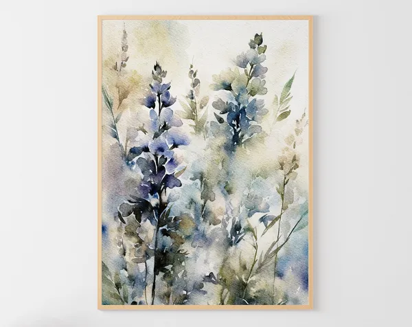 Bluebonnets Watercolor Wildflower Meadow Art Print