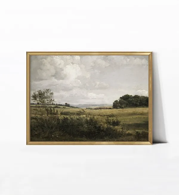 Vintage Countryside Landscape Art Print, Rustic Mood