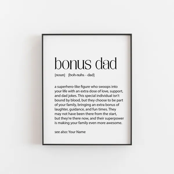 Personalized Bonus Dad Definition Art Print, Gift