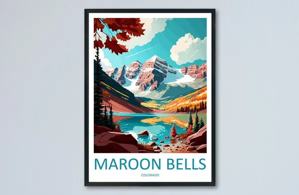 Maroon Bells Travel Poster, Colorado Wall Art
