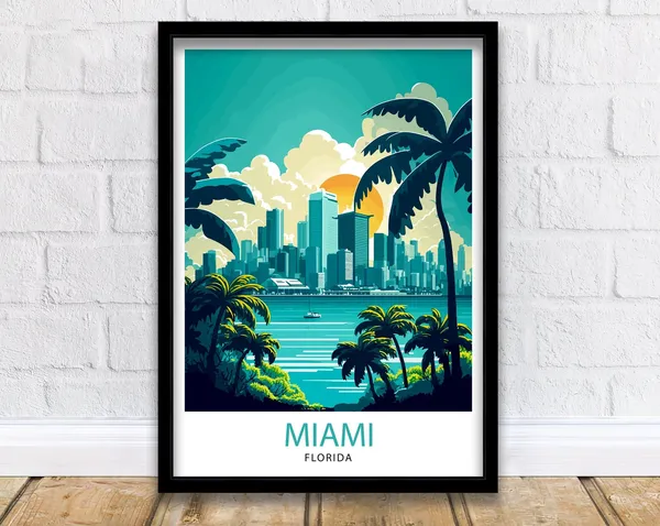 Miami Florida Travel Poster, Miami Wall Decor