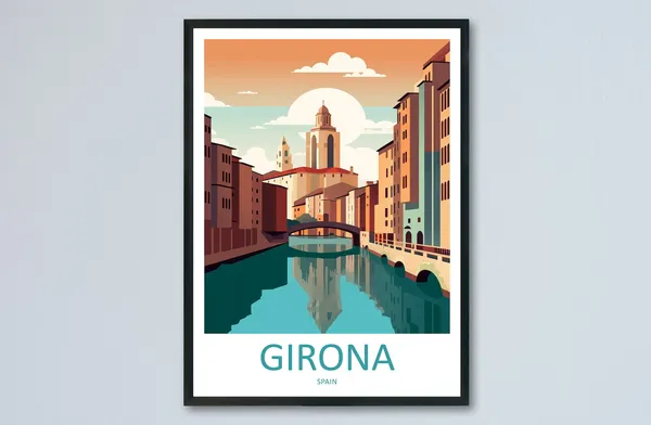 Girona Travel Poster, Spain Wall Decor