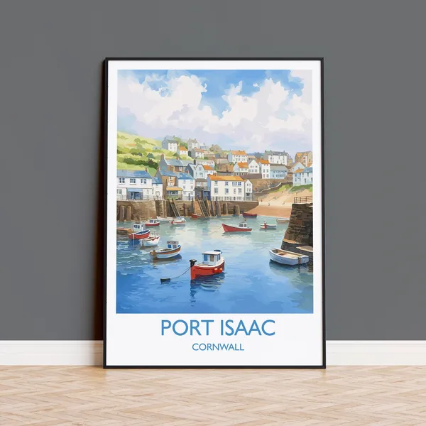 Port Isaac Travel Poster, Cornwall England Art Print
