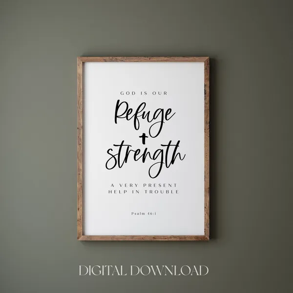 Psalm 46:1 God Is Our Refuge Minimalist Art Print