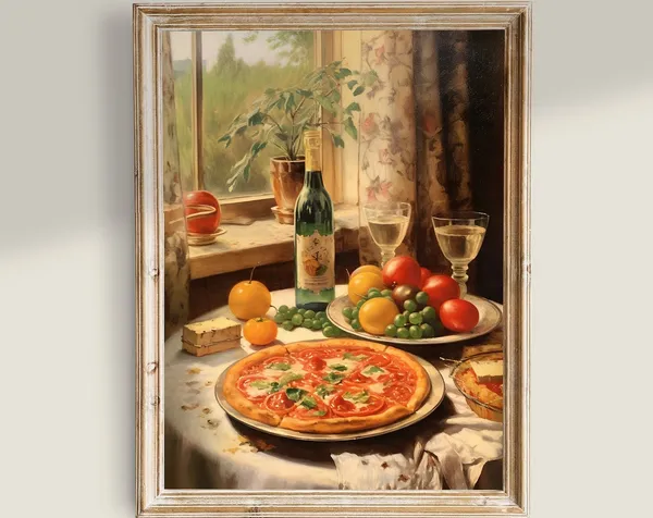 Vintage Pizza Poster, Italian Kitchen Wall Art