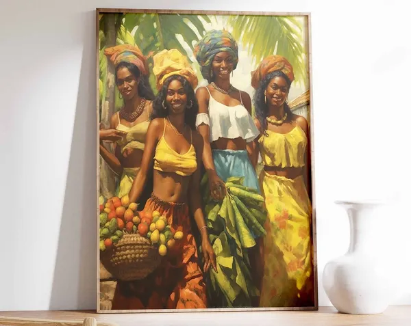 Caribbean Island Art Poster, Jamaica Tropical Decor