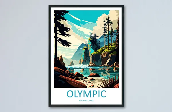 Olympic National Park Travel Poster, National Park Art
