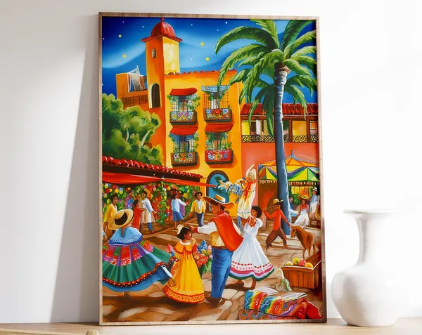 Mexican Culture Vintage Art Print, Latin Decor