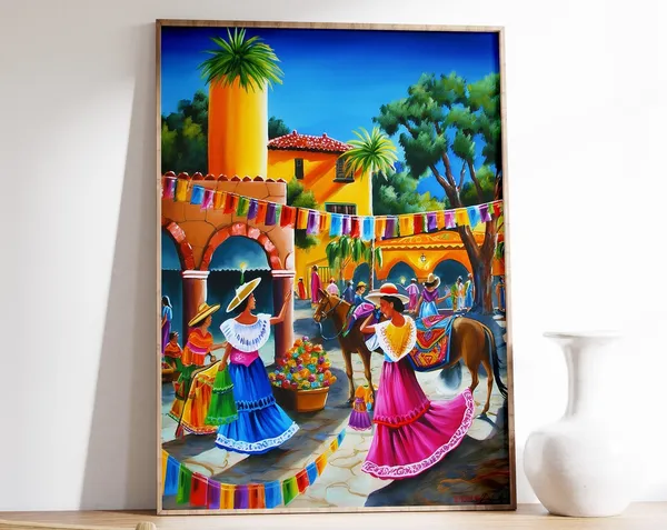 Mexican Culture Floral Vintage Art Print
