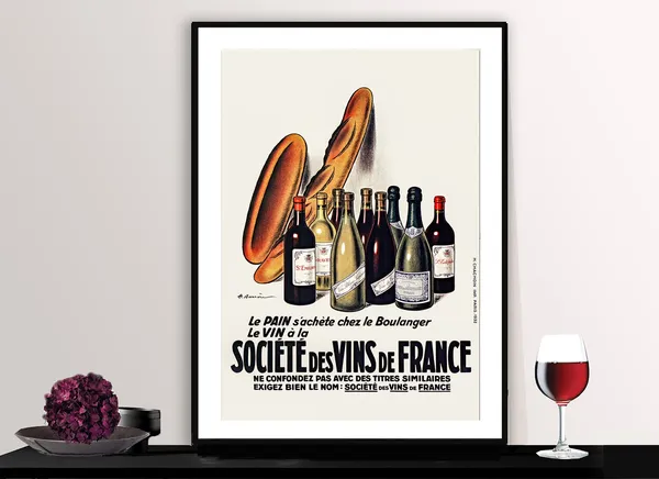 Societe Des Vins De France Vintage Travel Poster