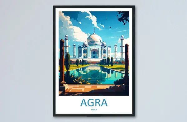 Taj Mahal Agro Travel Poster, India Place Art