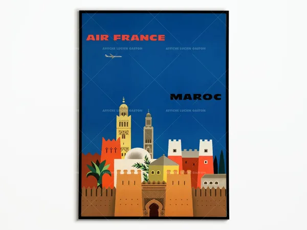 Vintage Air France Morocco Travel Poster, Travel Poster