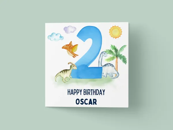 Dinosaur Birthday Card Personalized Birthday Poster