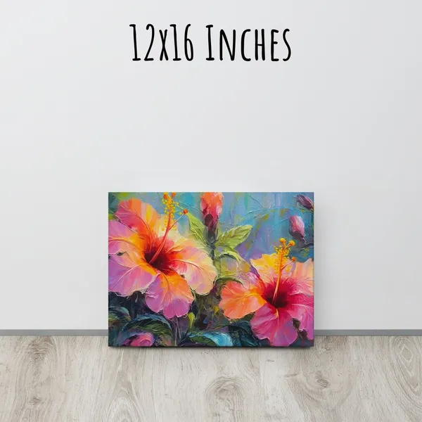 Tropical Flowers Abstract Oil Painting, Maximalist Print