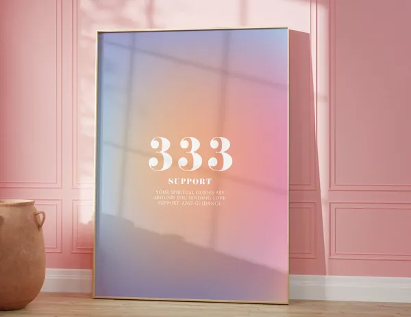 Angel Number 333 Aura Art Print, Gradient Poster