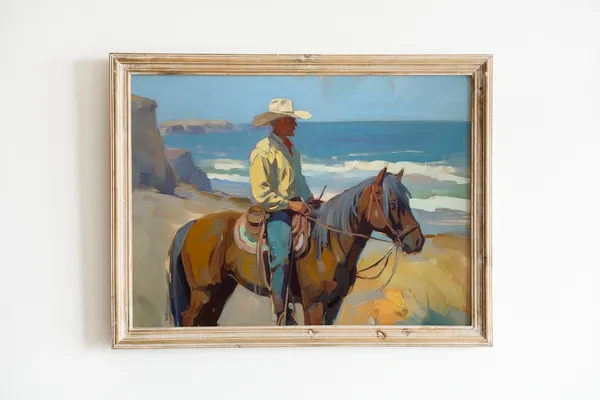 Vintage Cowboy Coastal Country Art Print