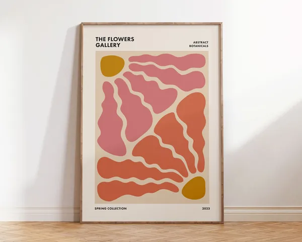 Funky Retro Floral Print, Groovy Flower Market Poster